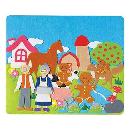 Constructive Playthings Classic Stories Felt Board Story Sets, Flannel Board for Preschool Learning Activities, With Three Little Pigs, Goldilocks, Red Riding Hook, Red Hen and Gingerbread Boy, 3+