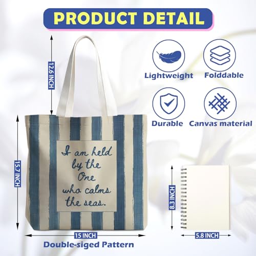 Christian Tote Bag - color: Blue and Beige Striped