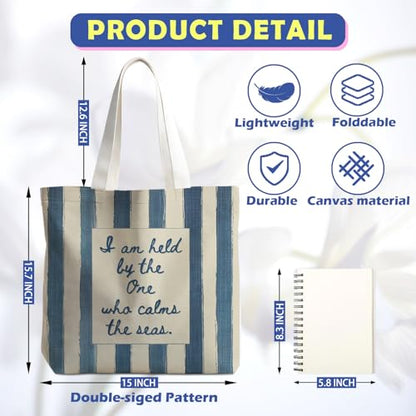 Christian Tote Bag - color: Blue and Beige Striped