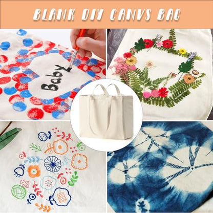 LINICE 3 Pack Canvas Grocery Bags with Long Shoulder Strap and Short Handle - color: 3 Pack