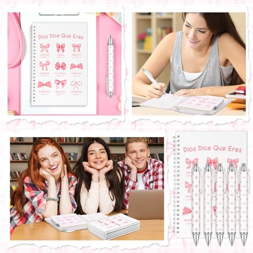 Resurhang 10 set Christ Bow Spanish Spiral Notebook Pen Set Bulk for Women - style: Spanish