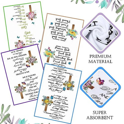 Rtteri 4 Pcs Christian Kitchen Dish Towels Hymn Tea Towels with Scripture Bible Verse Prayers Religious Gifts for Church Women Mom Grandma Christmas Housewarming Decor