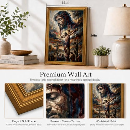 Framed Christian Relief Canvas Wall Painting 12x16 Inches For Living Room - color: Religion - 5, size: 12x16in