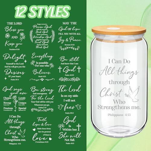 12 Pcs Christian Glass Cups Bulk Christian Gifts for Woman,Stylish - style: Stylish