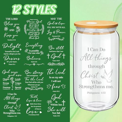 12 Pcs Christian Glass Cups Bulk Christian Gifts for Woman,Stylish - style: Stylish