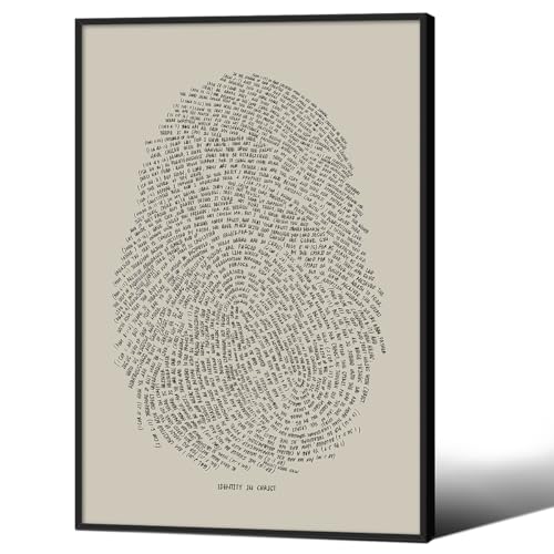 God's Fingerprints Beige Wall Art Christian Thumbprint Jesus Bible Verse Posters 08x10 inch Black Framed Boho Sketch Canvas Prints for Living Room Bedroom Dorm - color: Beige, size: 10.2"L x 8.2"W