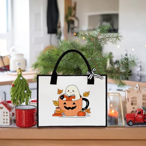 Book Tote Bag Christmas Librarian Bookish Gifts for Women Readers Book Lover - color: Halloween