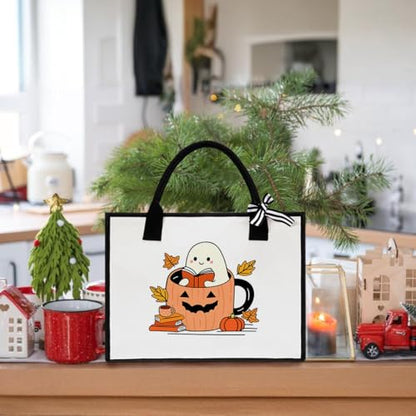 Book Tote Bag Christmas Librarian Bookish Gifts for Women Readers Book Lover - color: Halloween