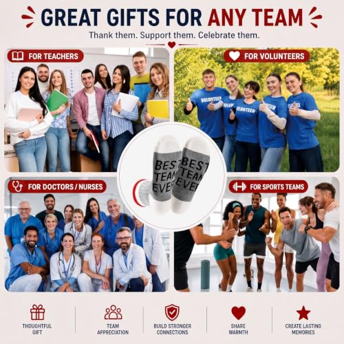 Glitopper 36 Pairs Best Team Ever Gift Socks Bulk for Employee - color: Grey