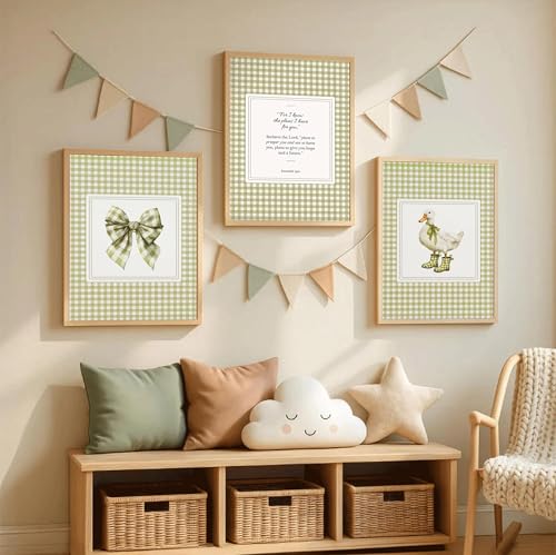 FKRYTYB Sage Green Bow Duck Themed Childrens Room Wall Art Unframed16x24in - color: Duck, size: 24L"X16W"Poster