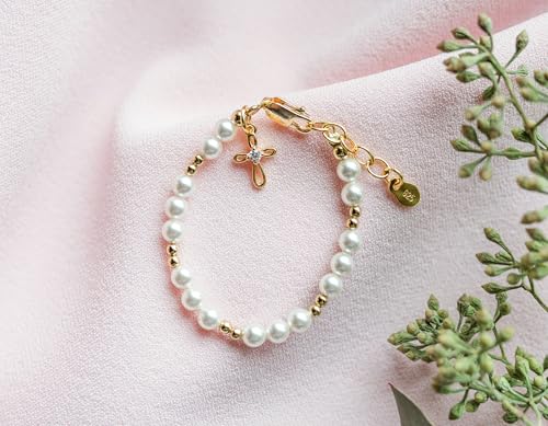 Cherished Moments Girls Godchild Cross Bracelet, 14K Gold-Plated - color: SM (0-9 months)