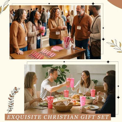 Hollowfly 24 Set/96 Pcs Christian Church Religious Gifts(Gradient Pink) - color: Gradient Pink