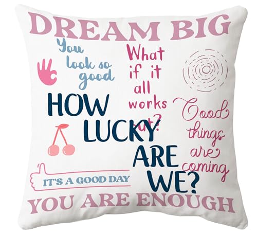 Voatok Trendy Retro Inspirational Pillow Covers 18x18, Motivational Gifts, How Lucky are We Positive Decorative Throw Pillow Covers Pillowcases Decorations for Home Bedroom Sofa Bed Couch Decor - color: Lucky-1