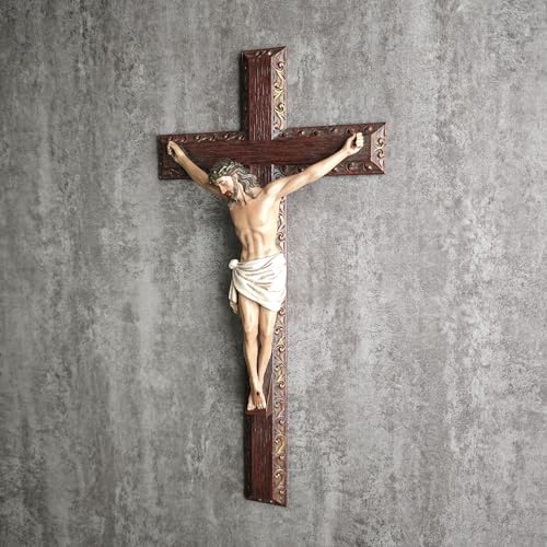 BC Catholic Crucifix Wall Cross, 12" H Jesus Cross for wall - color: Full color