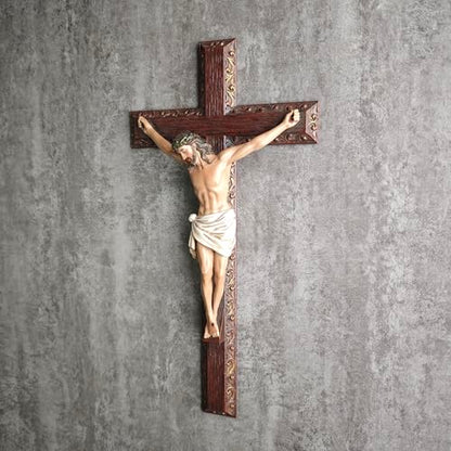 BC Catholic Crucifix Wall Cross, 12" H Jesus Cross for wall - color: Full color