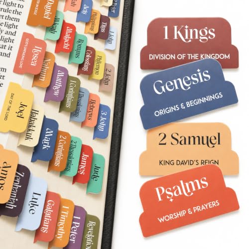90 Christian Bible Tabs for Women, Men, Kids - Bohemian Version - color: Boho Multicolor