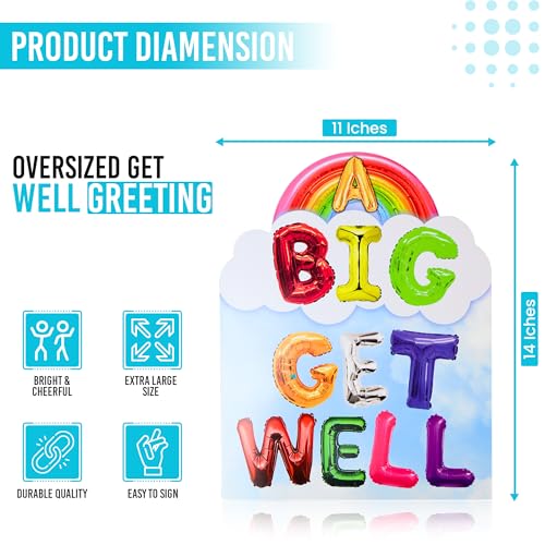 Iconikal Jumbo A BIG GET WELL Greeting Card 11x14" with Envelope