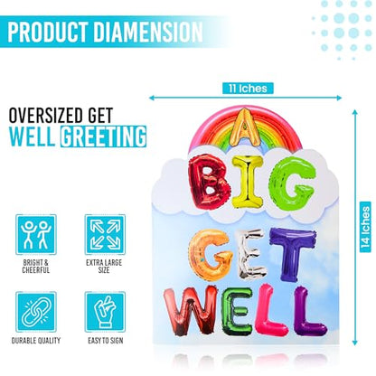 Iconikal Jumbo A BIG GET WELL Greeting Card 11x14" with Envelope