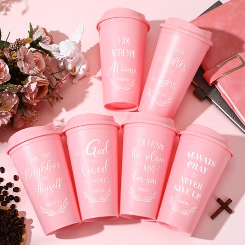 Skylety 48 Pack Christian Gift 16oz Bible Verse Travel Cups, Pink - color: Pink