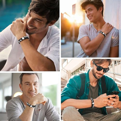 Christian Silver Leather Bracelet for Men - Double-Row Braided Leather Faith Cross Bracelets Bangle Religious Baptism Inspirational Bible Verse Jewelry Gift for Men, Adjustable Wristband 7.5"-8.6" - color: Black-Jeremiah 29:11