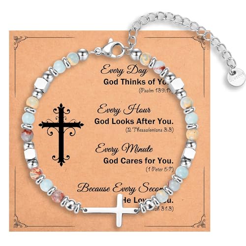 Christian Gifts for Women Girls, Religious Cross Bracelet - color: Every day God thinks of you