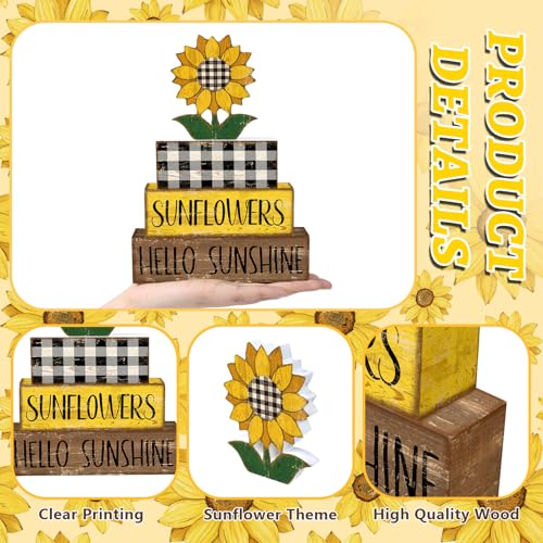 Britimes Tiered Tray Decor Set, 4 Pack, Wooden, Sunflower Farmhouse - color: Sunflower