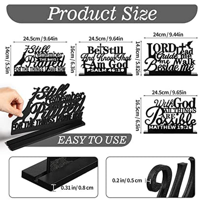 Geetery 4 Pcs Inspirational Centerpiece Table Decorations Blessed Wooden Signs Religious Table Decor with God Possible Biblical Verse Faith Positive Motivational Decoration for Farmhouse Living Room