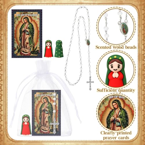 80 Pcs Guadalupe Figurines White Mary Rosary Baptism Favor Set - color: White, size: Mary