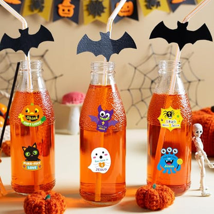 Haooryx Halloween Religious Sticker Roll, 300Pcs Make Your Own Pumpkin Cat - style: Religious Halloween 1Roll