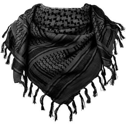Aonal Military Shemagh Tactical Desert Scarf, Keffiyeh Scarf for Men - color: Black