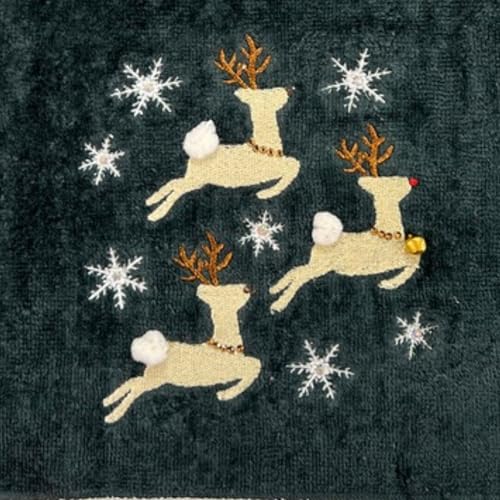 Christmas Grey Guest Hand Bathroom Towels, Elegant Winter Reindeer, 16x26" - color: Dancing Reindeer