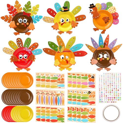 Bafeil 24 Sets Thanksgiving Turkey Craft Kits, DIY Fall Crafts Decorations - color: Thanksgiving Turkey