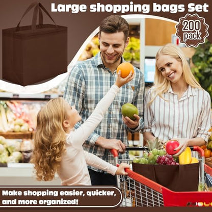 Windyun Reusable Grocery Bags Non Woven with Handles - color: Brown