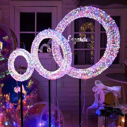 Yescom Pre Lit 1700 LEDs Lighted Christmas Wreath Decoration with Stand for - size: 24"+20"+16" Wreath w/ Stand(3Pack-in-1)