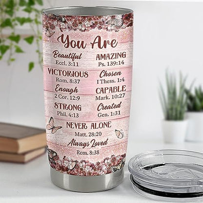 SANDJEST Personalized Black Queen Tumbler Faith Bible 20oz 30oz Tumblers with Lid Gift for African American Afro Black Girl Encouragement Birthday Women Day - color: Black Woman 1