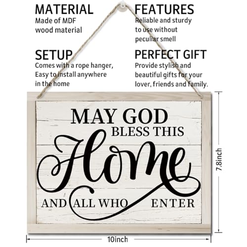 Printed Wood Plaque Sign Wall Hanging, Home Wall Decor May God Bless This Home And All Who Enter Rustic Hanging Wall Plaque Wood Signs, Housewarming Gifts, Blessed Family Sign J - color: Color 11