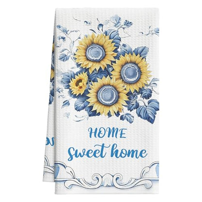 Sunflower Kitchen Towels, Home Sweet Home Sunflower Gifts For Women, 11 - color: Blue Sunflower