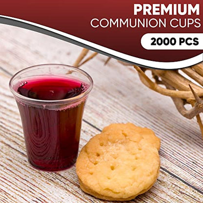 2000 Count Disposable Communion Cups Bulk Pack — 0.5 oz Clear Plastic, Fits Standard Holy Communion Trays | Empty Cups for Church, Sacrament, Santa Cena & Lord's Supper