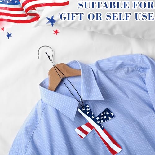 Siifert 12 Pcs Cross Air Freshener, American Flag Patriotic Tree Ornament - color: Patriotic Cross, size: Cross Theme