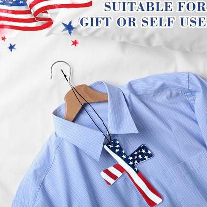 Siifert 12 Pcs Cross Air Freshener, American Flag Patriotic Tree Ornament - color: Patriotic Cross, size: Cross Theme