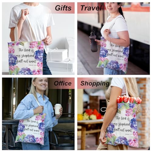 Positive Religious Christian Gifts Canvas Tote Bag for Women Christmas Birthday Cute Beach Reusable Grocery Bags - color: Psalm 23 1