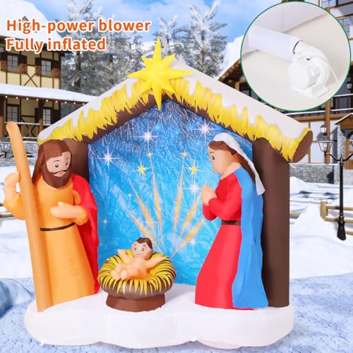 COMIN 6FT Christmas Inflatables Nativity Scene Outdoor Decorations, Christmas Blow Ups Yard Decorations Nativity Sets for Yard Garden Lawn