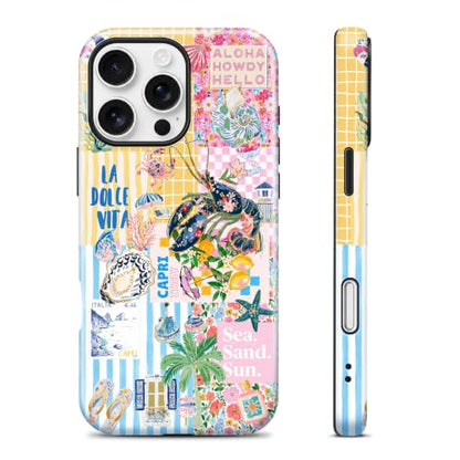 for iPhone 16 Pro Max Case, Cute Summer Magnetic Phone Case - color: Coastal Blue Yellow, size: iPhone 16 Pro Max