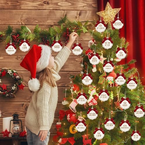 Soaoo 50 Pcs Christmas Names of Jesus Wooden Ornaments, Novel, Beige - color: Beige, size: Novel