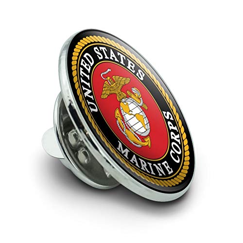Marines USMC Emblem Black Yellow Red Metal 0.75" Lapel Hat Pin Tie Tack