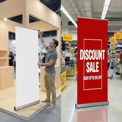 Heavy Duty Retractable Banner Stand 33.5"x80" (WxH) with Padded Canvas Bag (STAND ONLY） (1 Pack)