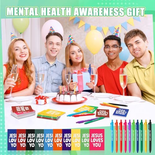 Eaasty 100 Pcs Christian Notebook Ballpoint Pen Gifts Bulk Include 50 Bible Verses Notepads 50 Jesus Loves You Pens for Office Birthday Wedding Baptism Sunday Church Supplies(100 Pcs,Jesus) - style: Jesus