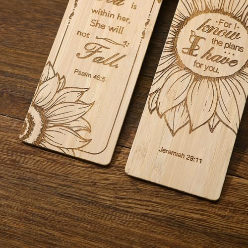 2 Pcs Bible Bookmarks for Women, Sunflower Bamboo Religious Christian Bookmarks Gifts for Women Book Marks for Reading (Sunflower) - style: Sunflower