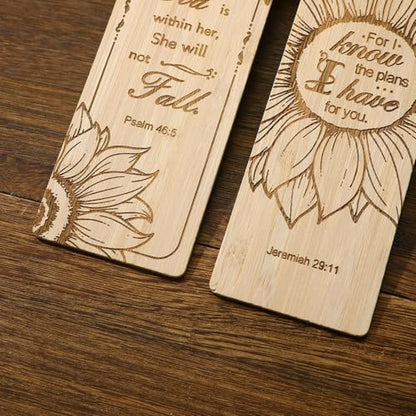 2 Pcs Bible Bookmarks for Women, Sunflower Bamboo Religious Christian Bookmarks Gifts for Women Book Marks for Reading (Sunflower) - style: Sunflower