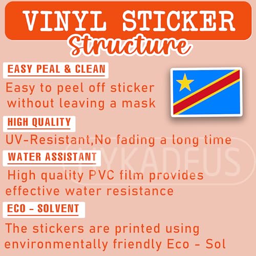 (3Pcs) Democratic Republic of the Congo Flag Stickers – Congolese Sticker - color: Democratic Republic of Congo